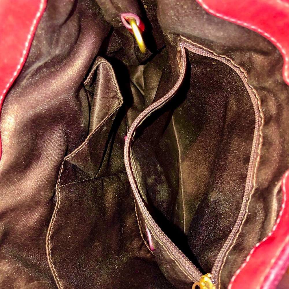 COACH Hampton Signature C Canvas Crimson Red Leather Embroidered Shoulder Bag - Picture 8 of 16